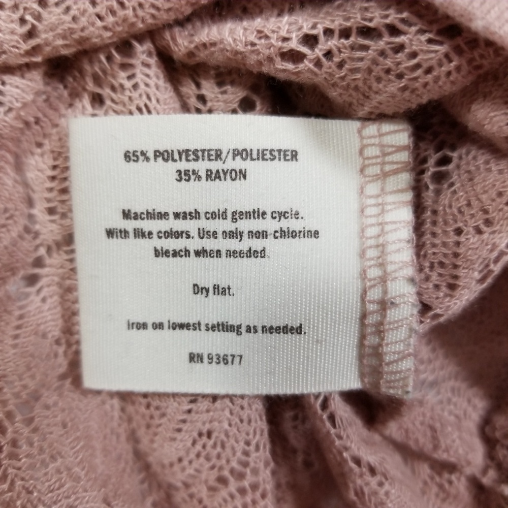 Decree Pink Dusty Rose Lace 3/4 Sleeve Top Large - Picture 4 of 4